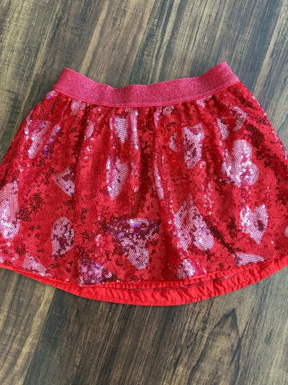 Cat & Jack Red and Pink Sequin Heart Skirt Size XS 4/5Y